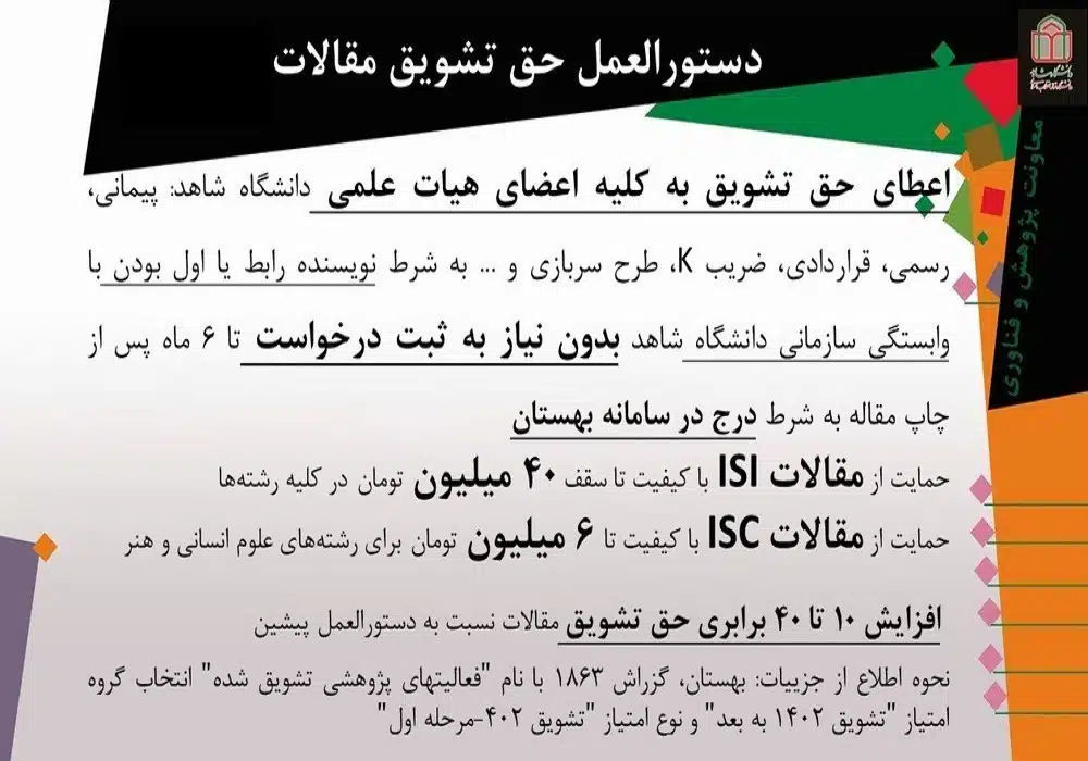 حق تشویق مقالات